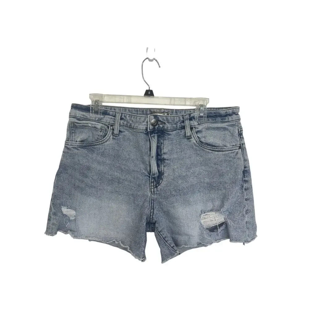 Kut from the Kloth Jane High Rise Long Short 12 Light Wash Distressing Beach